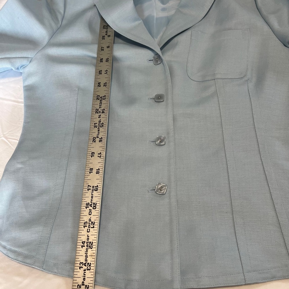 Emma James Liz Claiborne Light Blue Linen Blend Herringbone Blazer Jacket Sz 10 - Picture 11 of 14